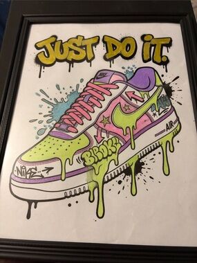 Nike Graffiti Sneaker Print - Pink, Lime & Purple
